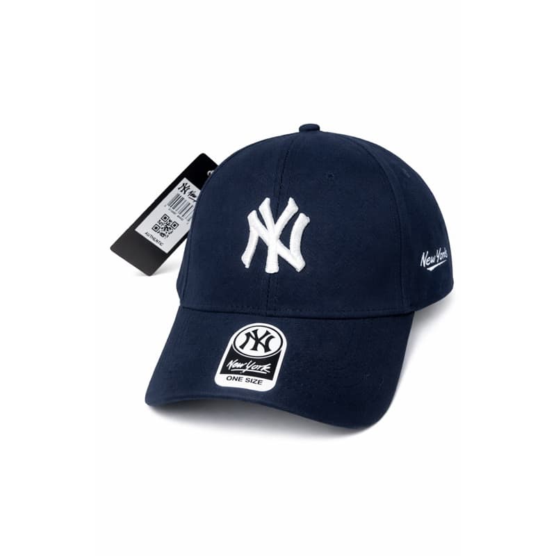 boné new york aba curva azul com branco