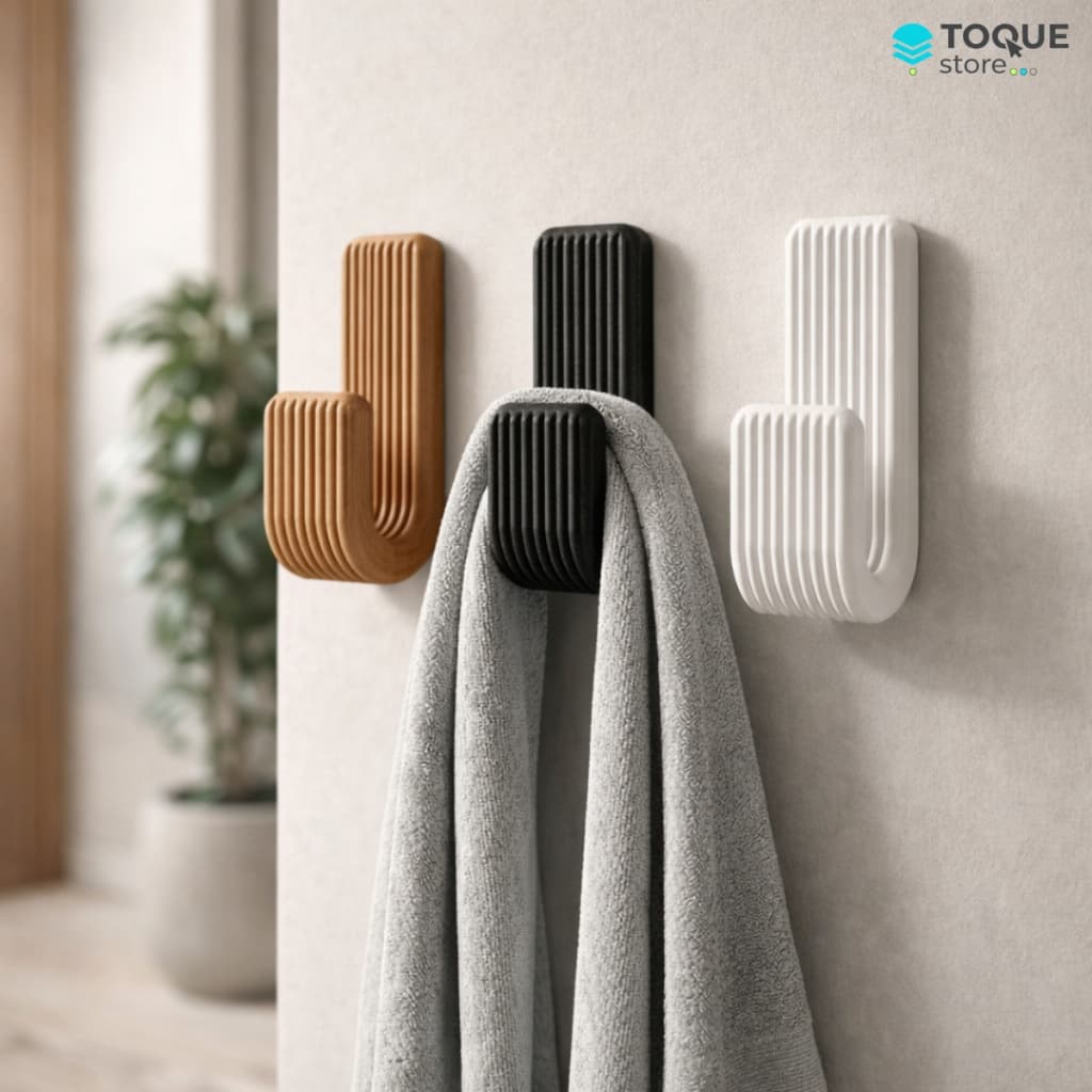 Gancho de Parede Autoadesivo Premium Minimalista – Porta Bolsa, Toalha e Acessórios Sem Furar