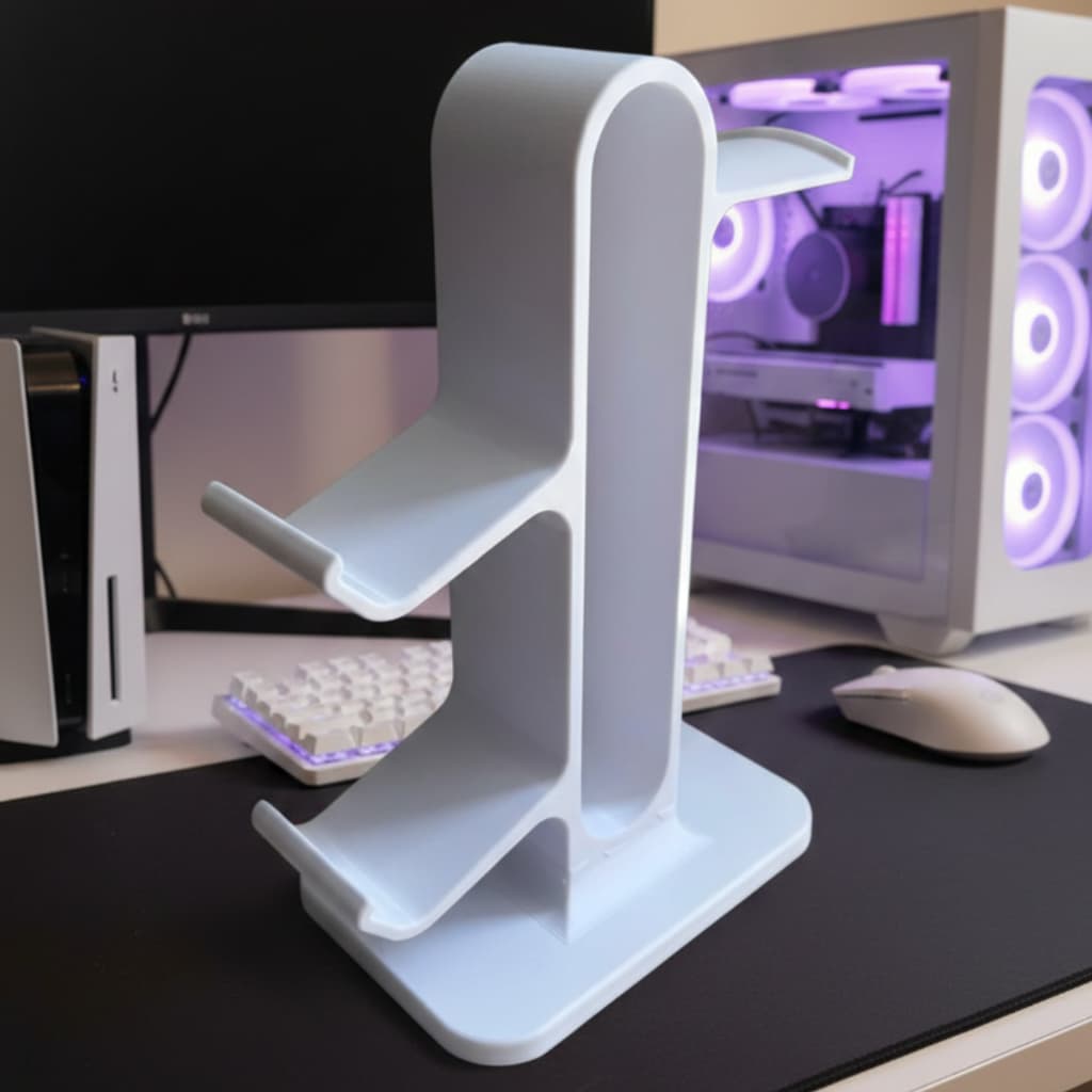 Suporte para 2 Controles + Headset Gamer | Organizador de Mesa Universal Xbox, PS5, PS4, Switch e PC