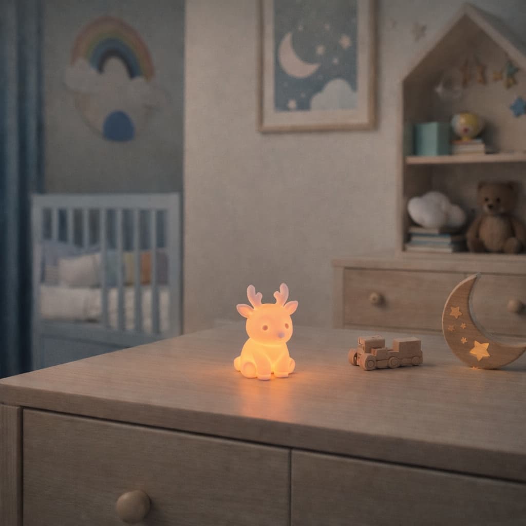 Luminária Infantil Animais com Vela LED Inclusa – Luz Decorativa Quarto Bebê e Decoração Fofa
