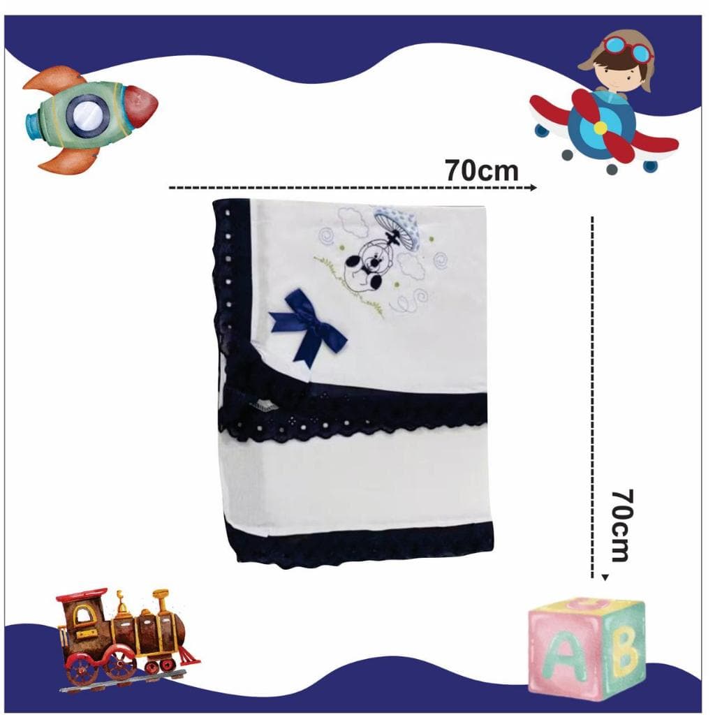 Manta de Bebê Bordada 70X70cm Tecido Hipoalergênico100% Algodão.