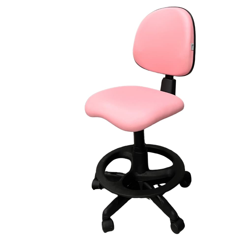 Cadeira Mocho Nail Profissional Base Preta Encosto Regulável Apoio Para Pés Estética Salão