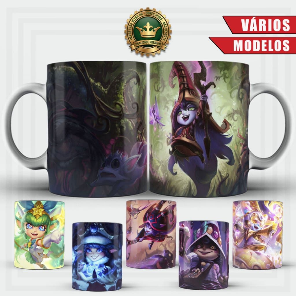 Caneca LULU Vários Modelos Jogo League Of Legends LOL Caneca de Porcelana