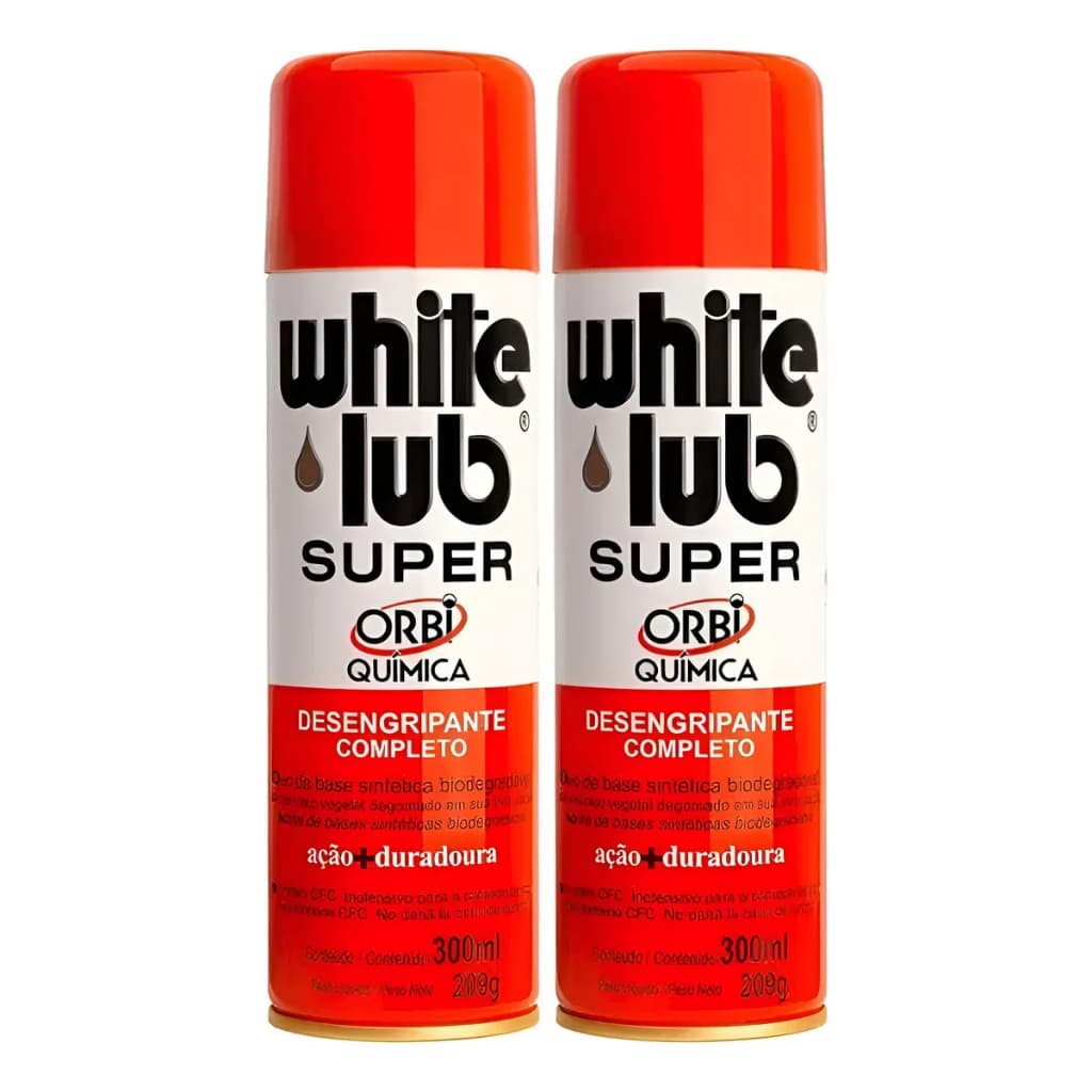 KIT 2  Desengripante Oleo Antiferrugem Lubrificante Anticorrosivo White Lub Super Orbi Desengraxante Multiuso 300ml