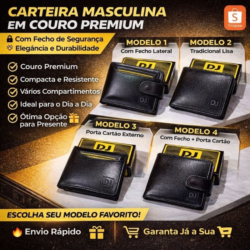 Carteira Masculina em Couro DJ Couros – Porta Cartões e Documentos
