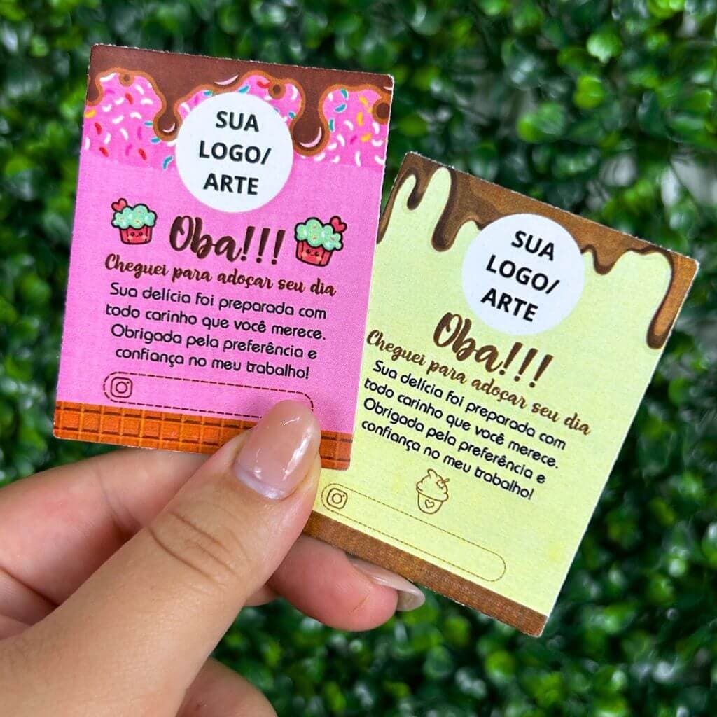 Cartão de Agradecimento para Bolos e Doces 5x6,5 cm - Com Sua Logo Confeiteiras