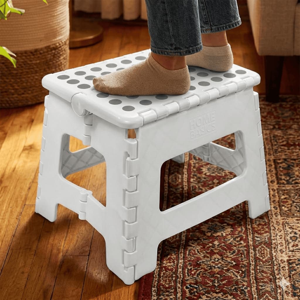 Banqueta Dobrável Resistente Suporte Alta Capacidade 150kg Banqueta Compacta Prática Casa