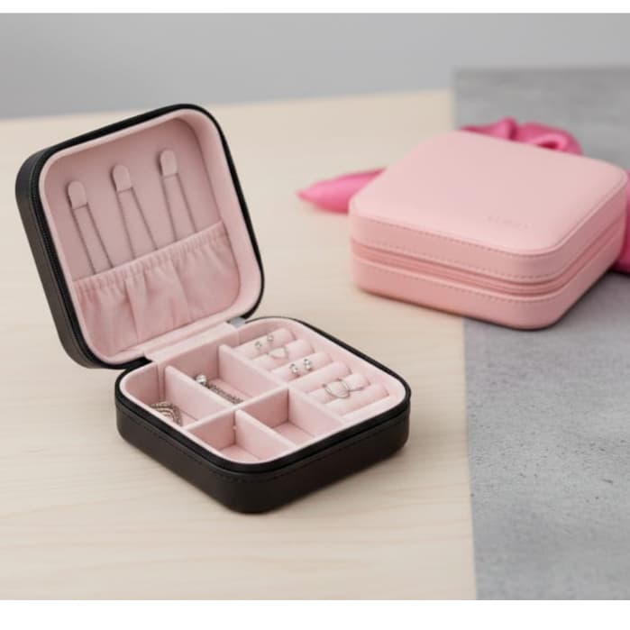 Porta-Joias Compacto com Zíper – Organizador de Joias para Viagem e Uso Diário