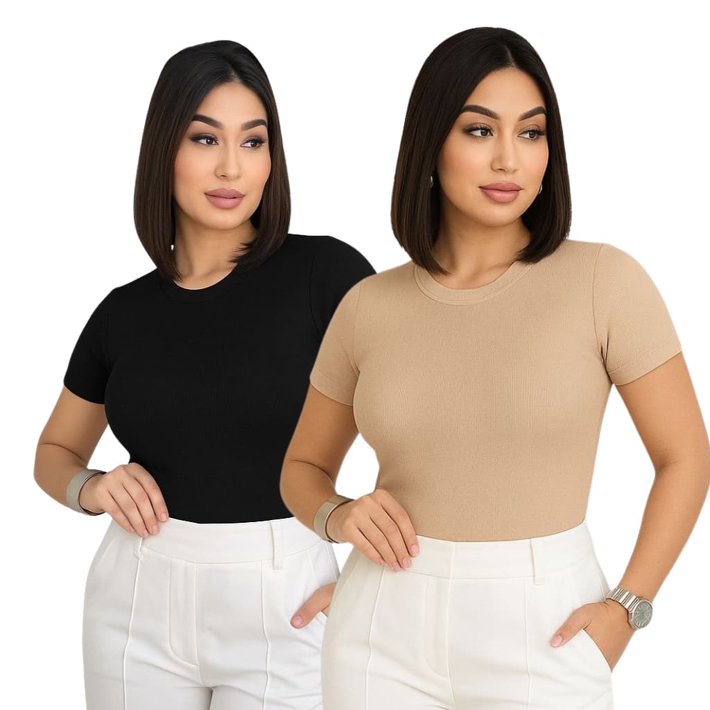 Kit 2 Baby Look Blusa Feminina Suplex Academia Elegante Bonita