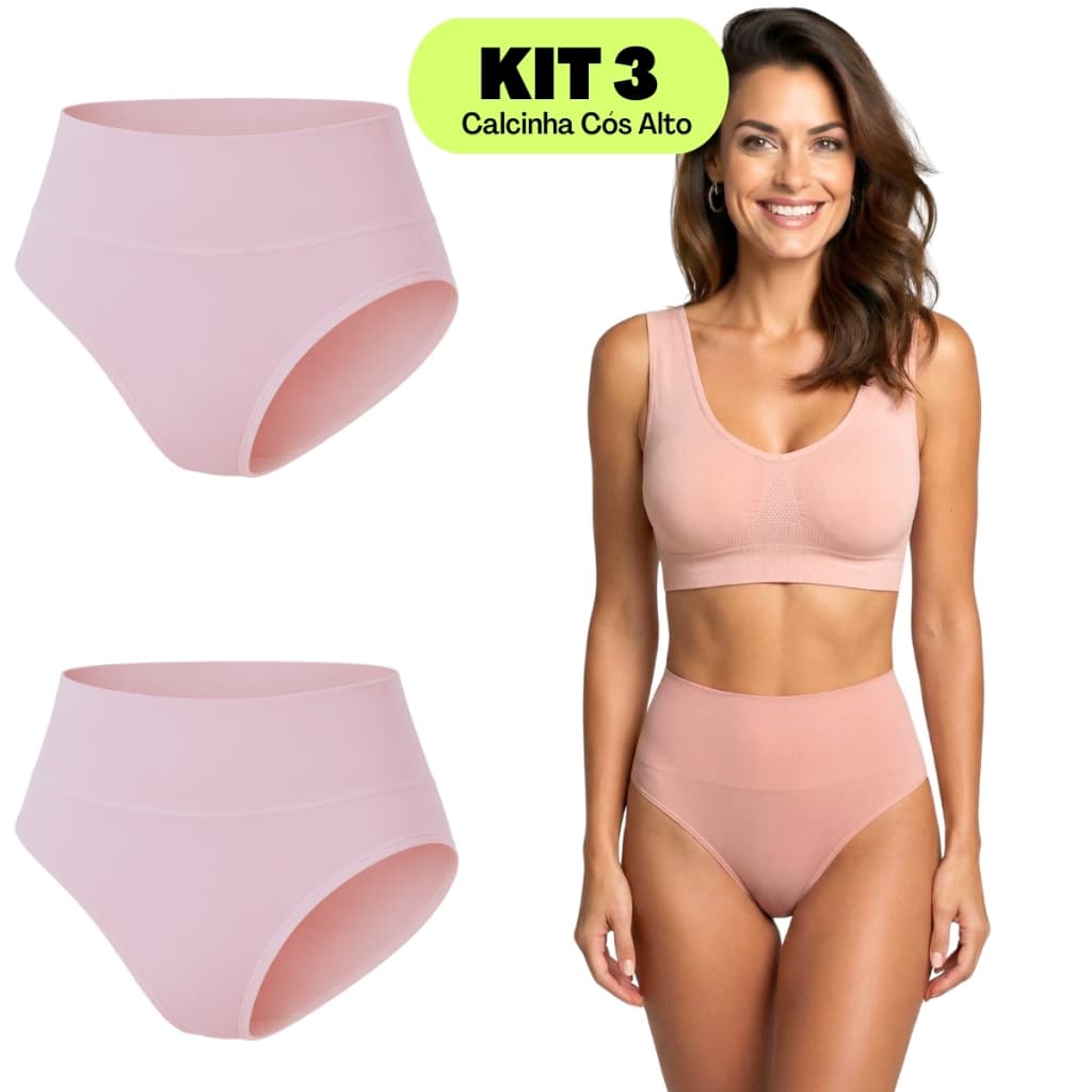 KIT 3 Peças de Calcinha Tanga Pós Parto Maternidade Com Compressão Tecido Leve e Confortável