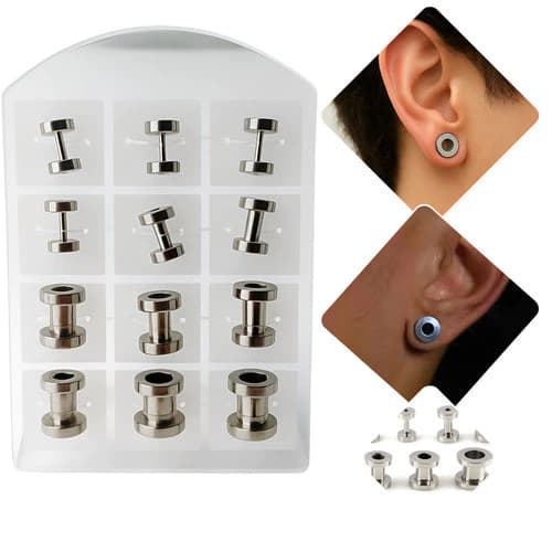 Alargador Aço Cirúrgico Brinco Falso Kit 2 Pares Alargador 3mm Pircing Brinco Aço Inox