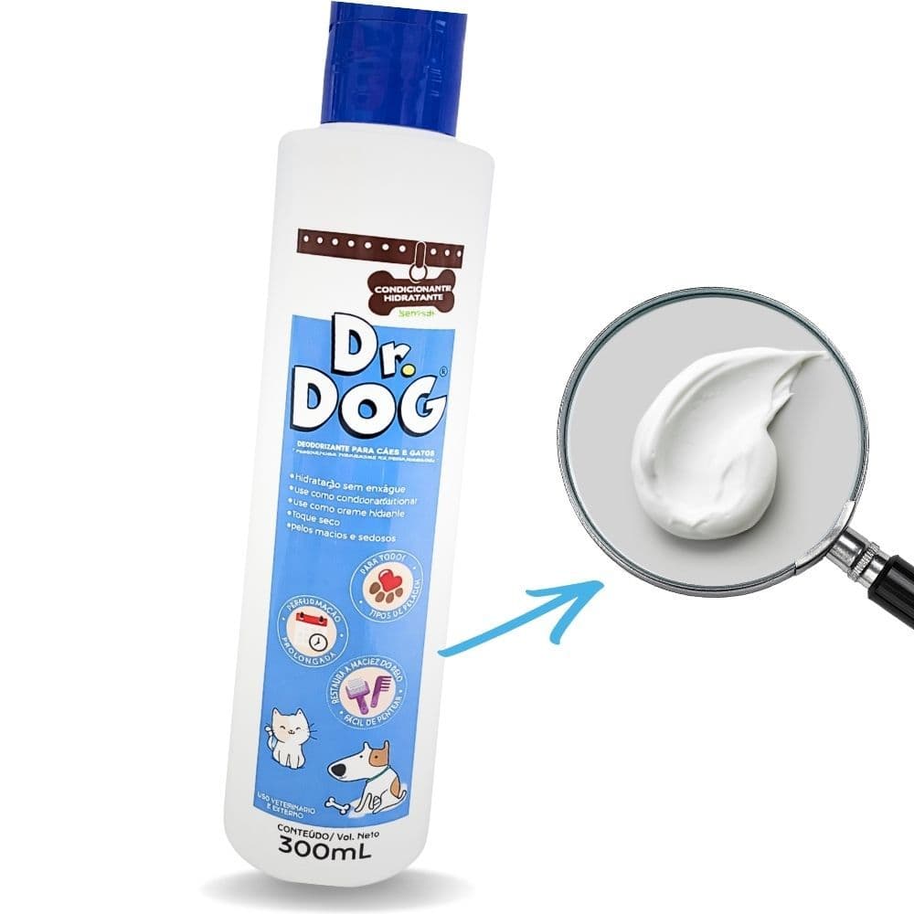 Condicionador Pet cães e gatos SEM enxágue leave-in pele e derme ressecados, com óleo de coco, hipoalergênico