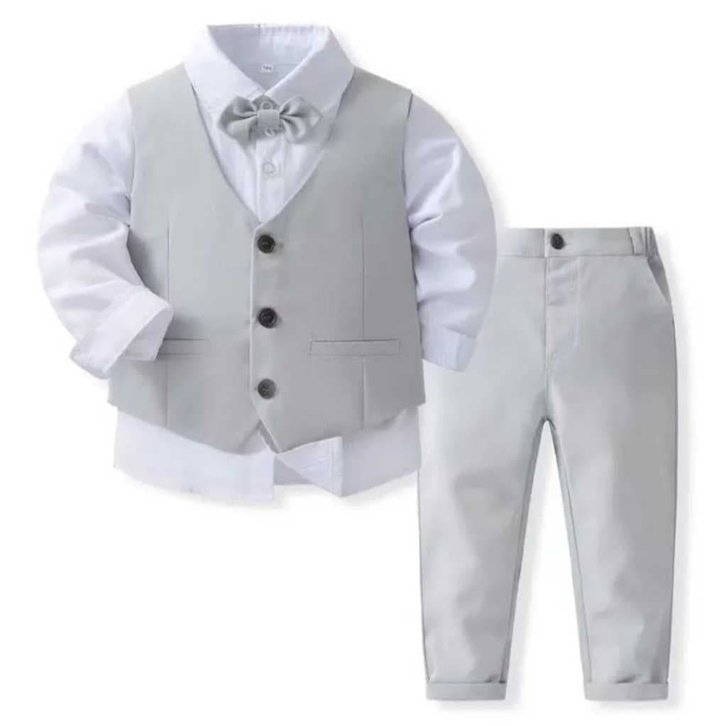 Conjunto social  em Gabardine para Meninos, Colete , Calça e gravata Borboleta  1-12 Anos (Camisa Não Incluída)