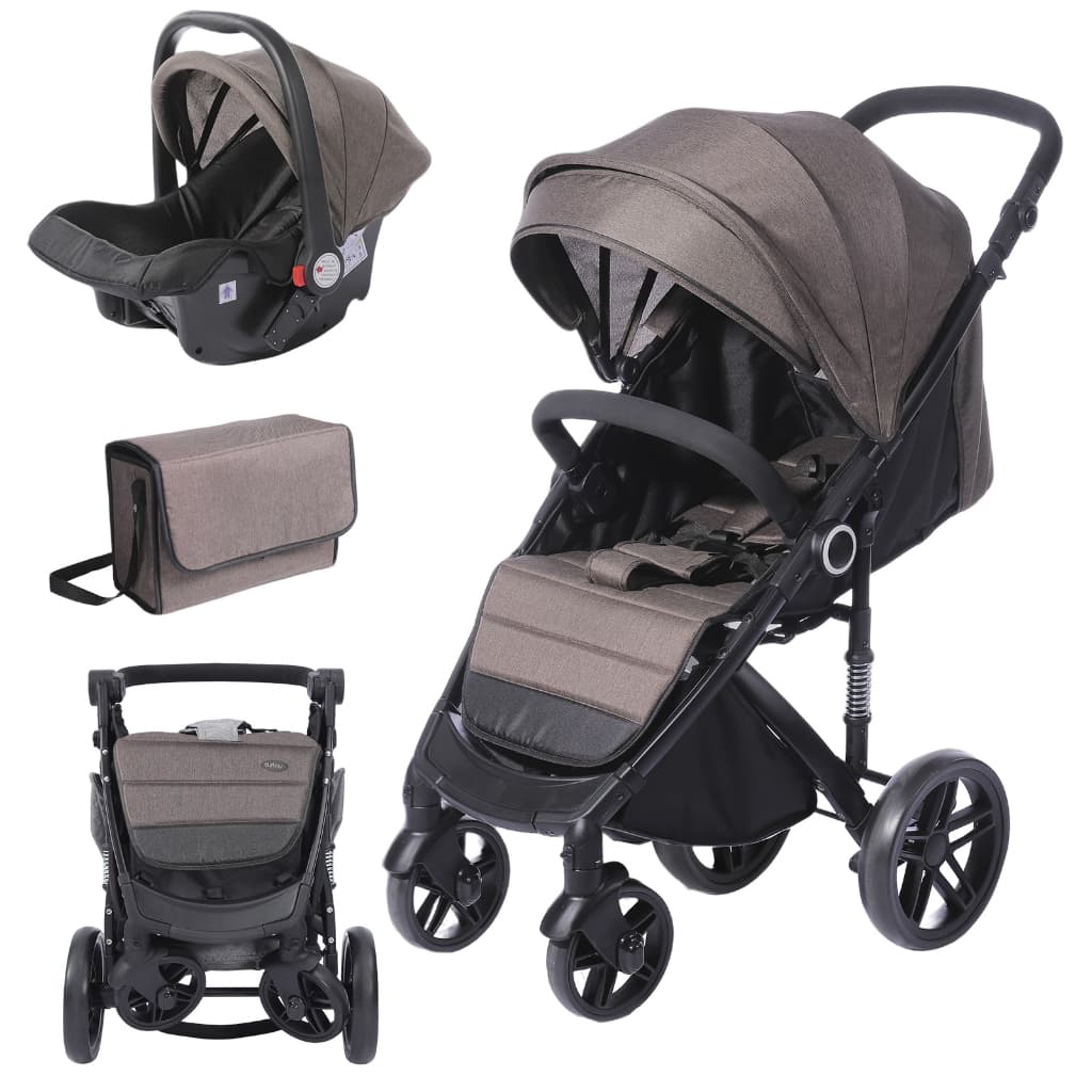 Carrinho de Bebê Travel System 3 em 1 com Bebê Conforto, Assento Reclinável e Mochila Maternidade – Alta Visão, Seguro e