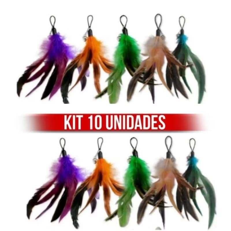 Kit com 10 pontas para varinha do gato brinquedo de pena reposição gato
