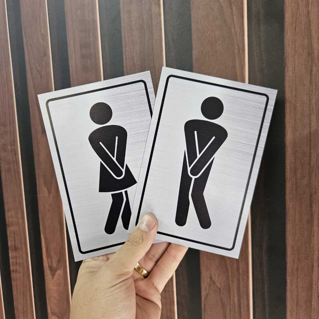 Placas Banheiro Masculino Feminino 10x15cm 15x20cm Apertados Engraçada Divertida