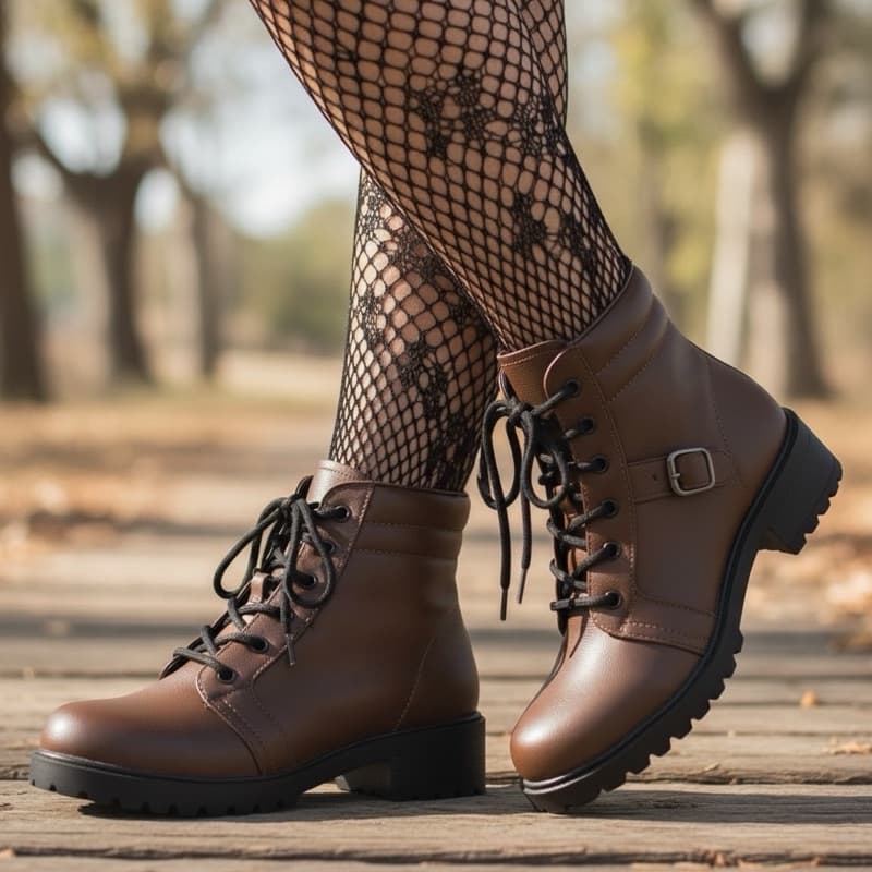 Bota Feminina Coleção Outono/Inverno 2025 - Coturno Cano Curto Marrom, Preta e Off White