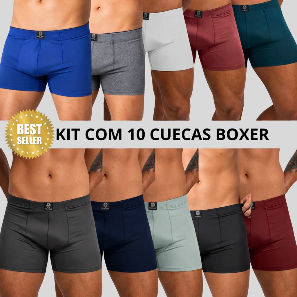 Kit 10 Cuecas Boxer Adulto em Microfibra Conforto e Estilo no Seu Dia a Dia