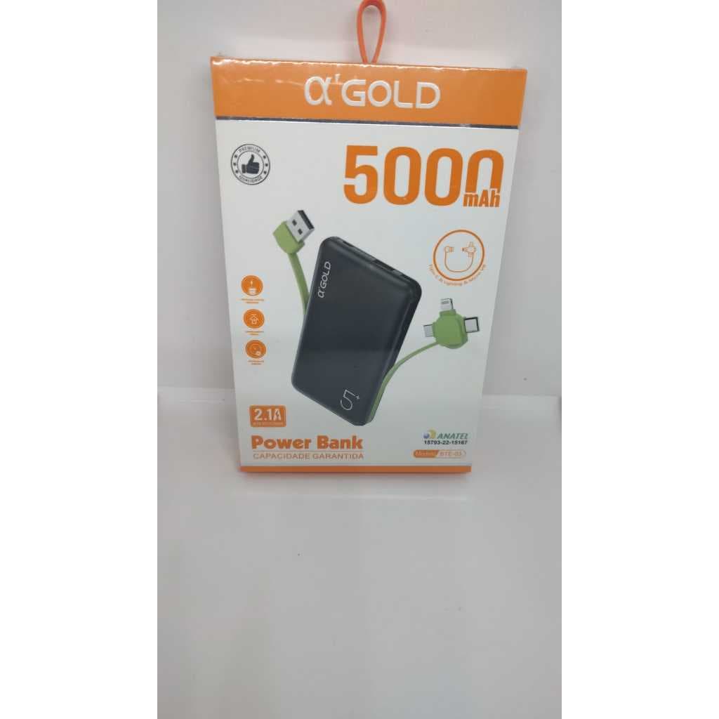 Power Bank Capaciddade Garantida A'Gold BTE-03 5000mAh