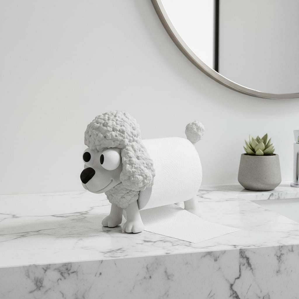 Porta Papel Higiênico Poodle Fofo Criativo - Decoração Divertida Para Banheiro