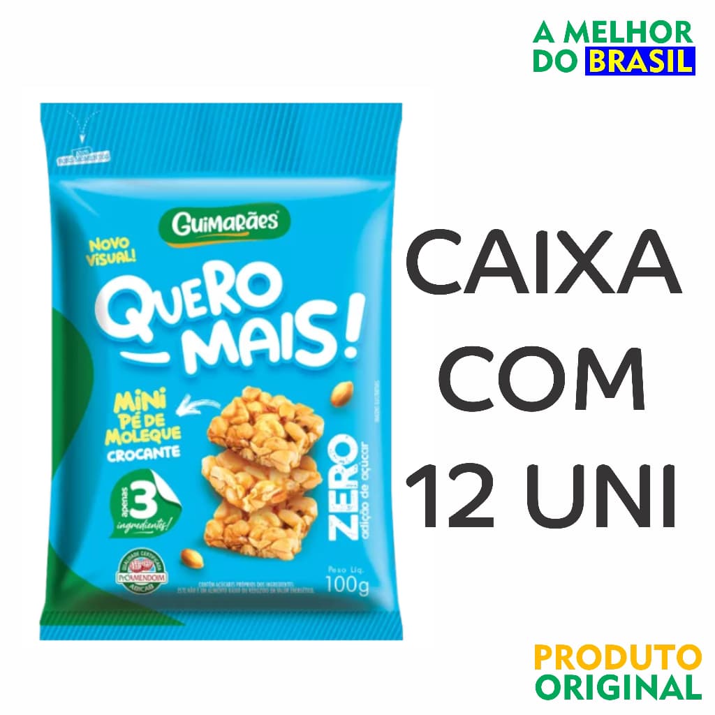 Mini Pé de Moleque Zero Açúcar - Guimarães - Caixa com 12 uni.