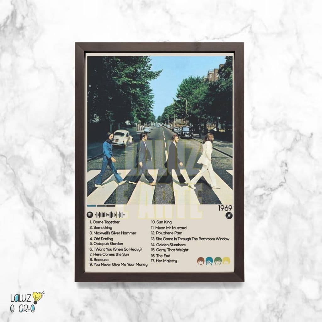La Luz e Arte/Quadro Decorativo Música/The Beatles/Abbey Road/