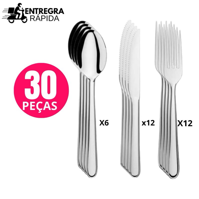 Talheres 30 ou 18 peças Aço Inox Facas Garfos de Mesa Colheres Para Cozinha e Restaurantes