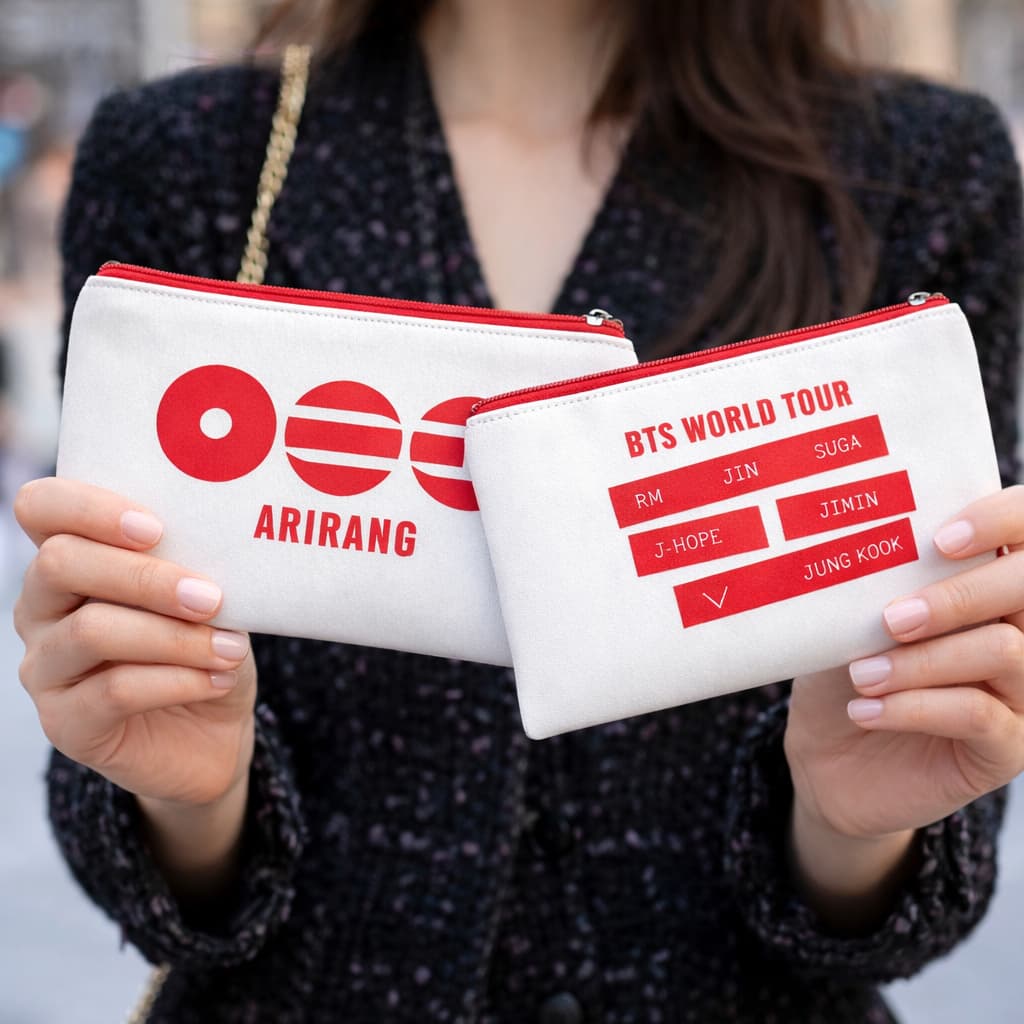 Arirang Necessaire BTS World Tour Poliéster Premium 20X13CM com Zíper para Fãs de K-pop