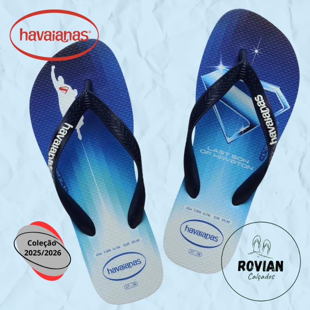 Chinelo Sandália Havaianas Top Herois DC Super Man  (Original).