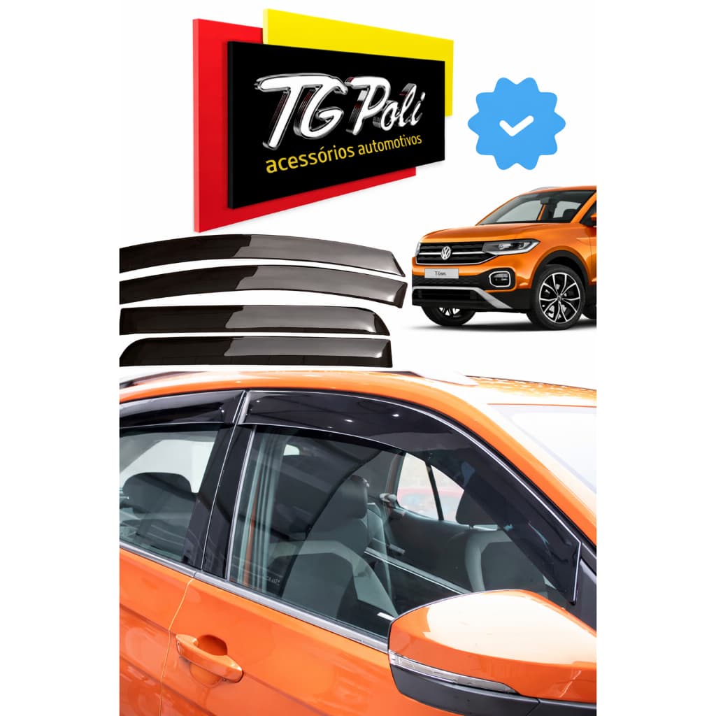 Calha de Chuva Defletor de chuva Vw T-cross 2019 A 2026 4 Pts Tg Poli Fume Original Modelo Slim