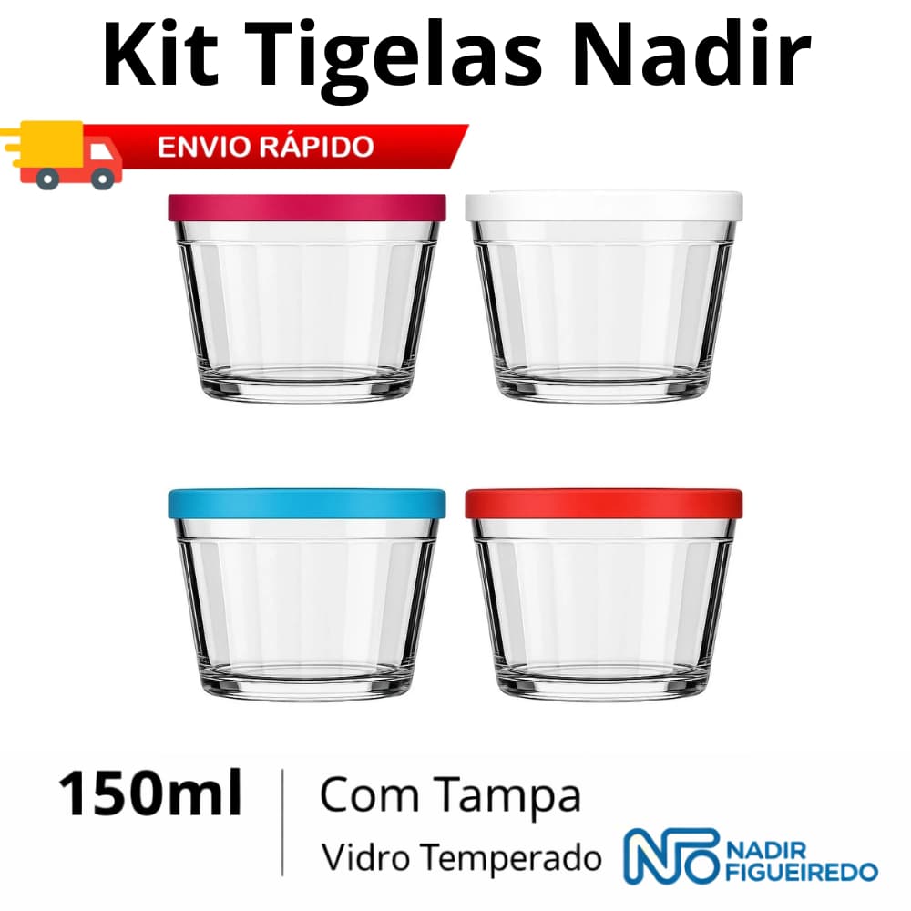 Kit com 6 Tigelas Marinex Americano Com Tampa 150ml - Nadir Figueiredo