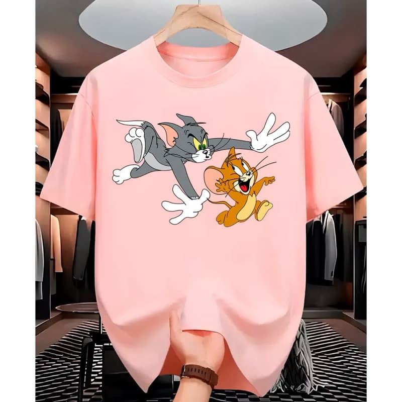 Camiseta do Gato Tom e Jerry Anime Adulto Moda Geek e Urbana 100% Algodão