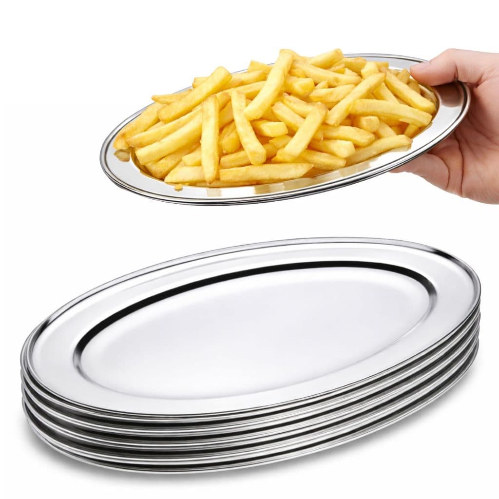 Travessa de Inox 26cm Bandeja Grande de Servir Porção Bar Restaurante Boteco Atacado