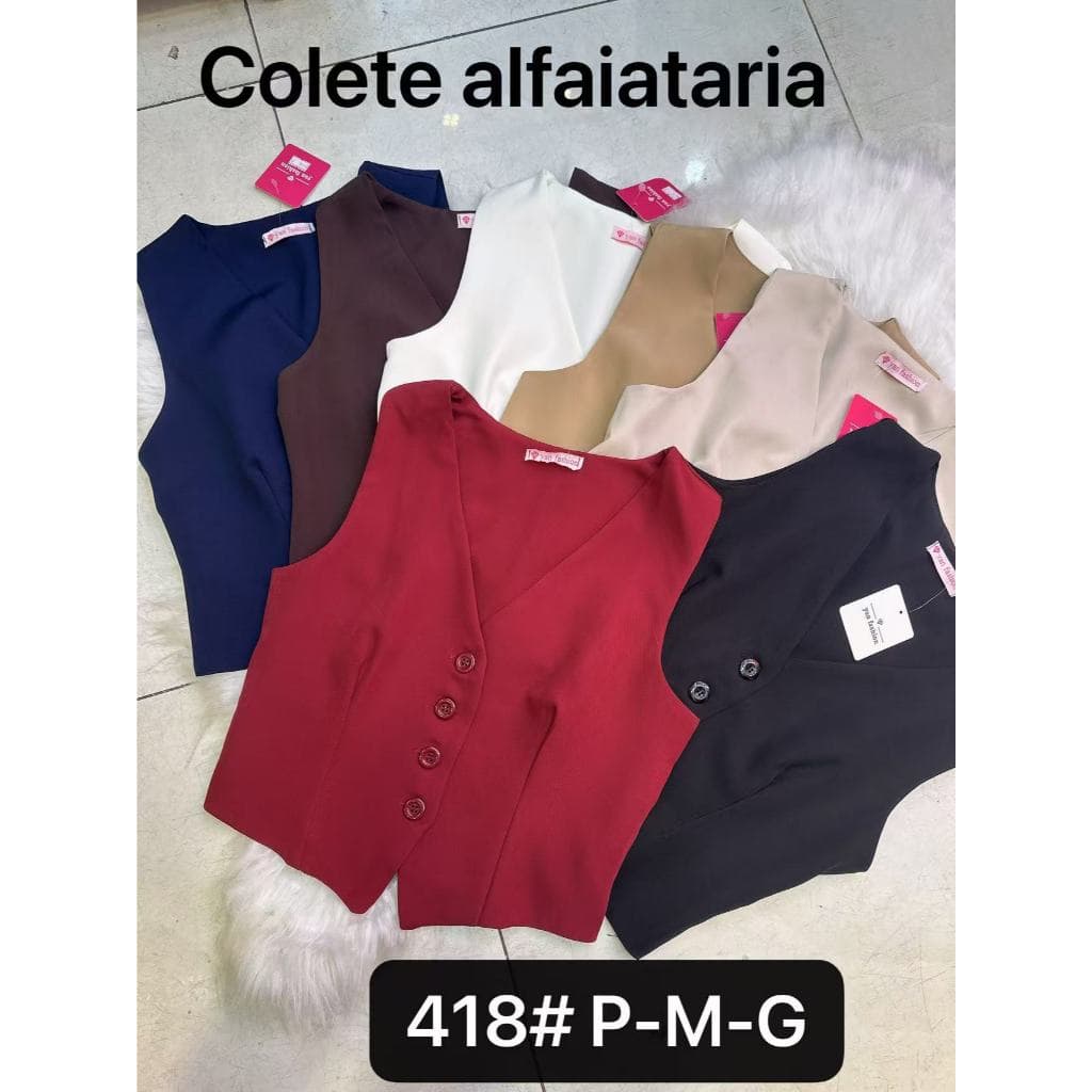 YAN FASHION Colete Alfaiataria Decote V Feminino Elegante