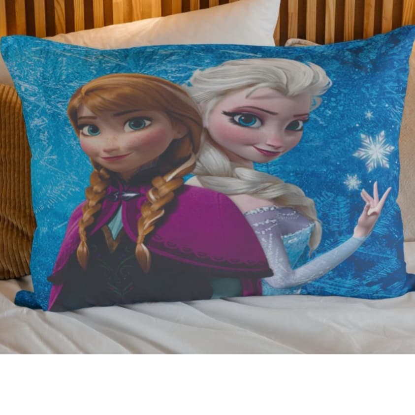 Fronha Capa de Travesseiro Infantil Frozen Personagem Animado Microfibra 70 X 50cm