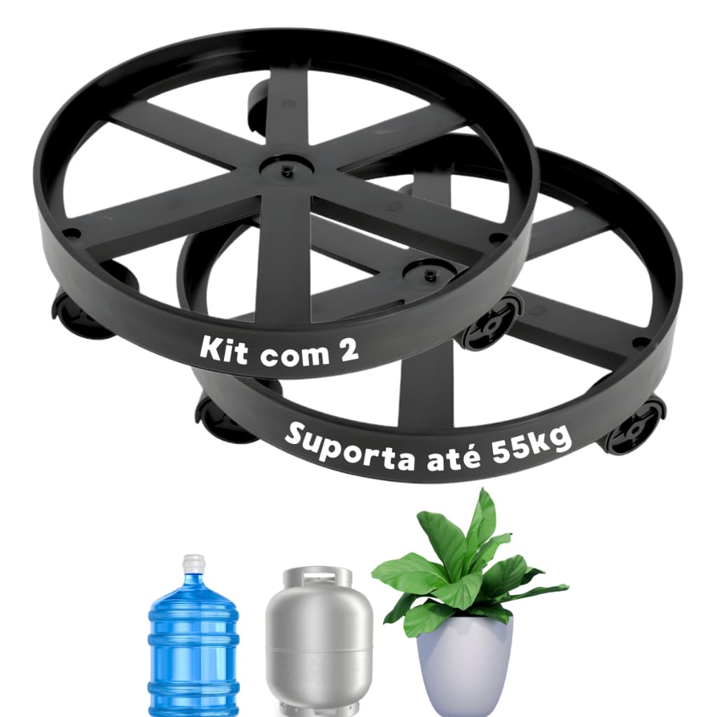 Suporte Botijão Bujão De Gás Vasos Galão Base Apoio Rodinha Resistente Carrinho Para Plantas Versátil