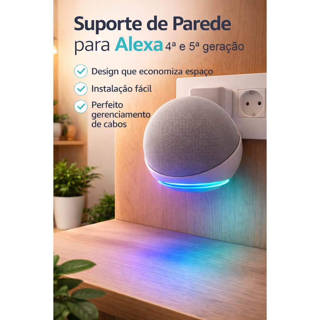 Suporte Alexa Echo Dot 4ª e 5ª geração Tomada / Parede