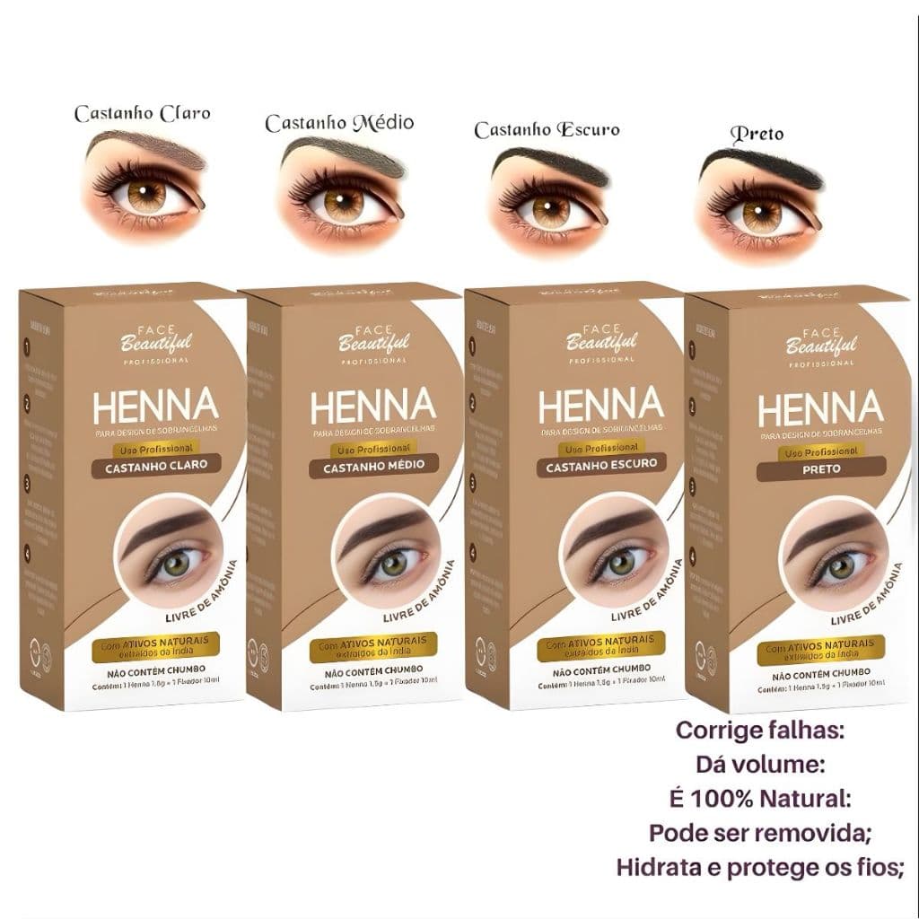 Henna Sobrancelhas Facebeautiful Alto Rendimento E Fixação