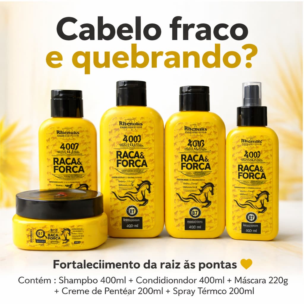 Kit Força e Crescimento Capilar B7 Para Cabelo Fraco e Quebradiço Tratamento Completo 5 Produtos