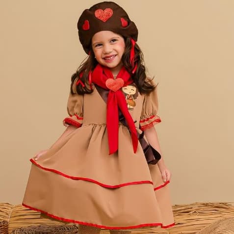 Fantasia Infantil Maria Bonita São João Fantasia Junina Maria Bonita Look XADREZ Junino para Criança