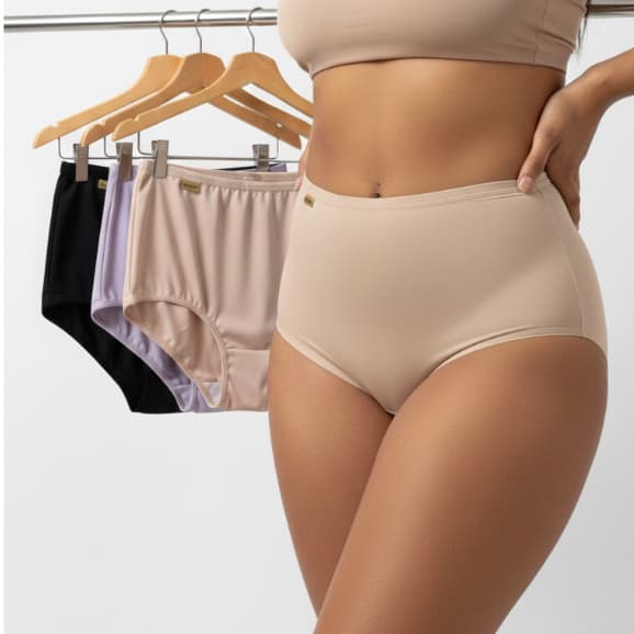 Kit 3 Calcinha Cinta Cós Alto  Reduz Medidas Para Vestido Alta Qualidade Modeladora