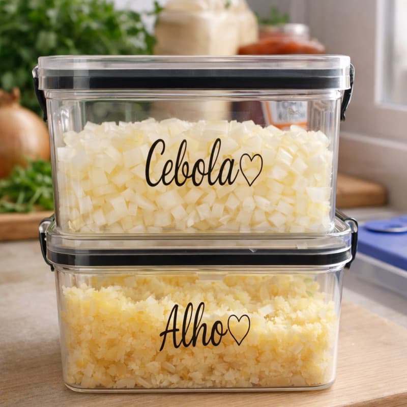 Pote Hermético  com Trava – Porta Alho, Cebola, Tomate, azeitona e Pimentão | Organização de Cozinha
