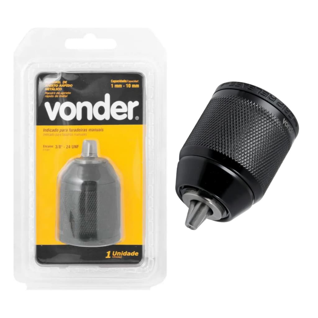 Mandril de Aperto Rápido 3/8 pol 10mm universal Metálico Vonder