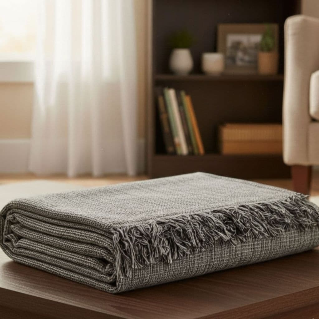 Manta Para Sofa ou Cama 100% Algodão - Vermelho Decorativa 210cm x 120cm Tipo Capa Protetora