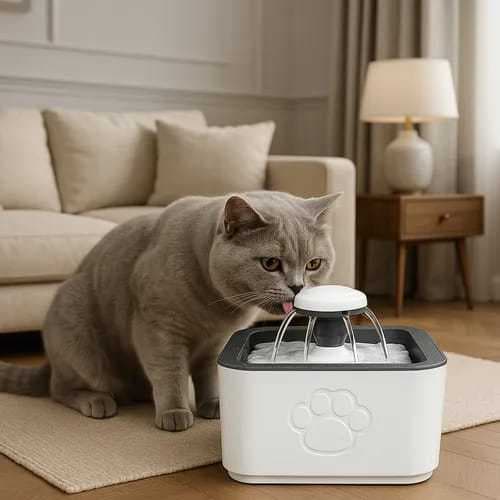 Dispensador automático de água para gatos com filtro de carvão ativado, 2,4 L, Iluminação LED, porta USB