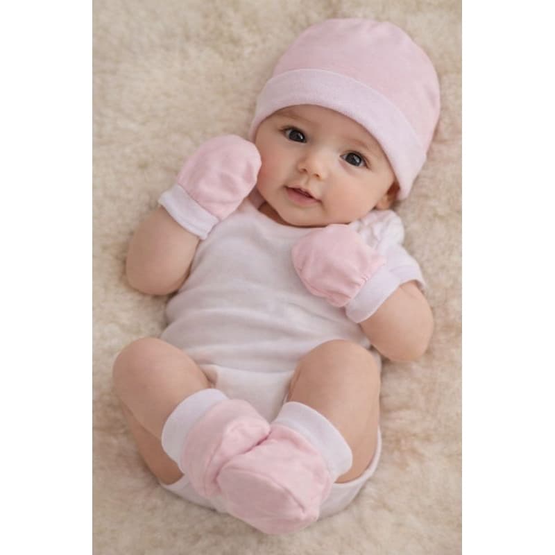 Kit Maternidade Feminino RN Touca Luva Sapatinho Recém-Nascida Saída de Maternidade Enxoval Bebê
