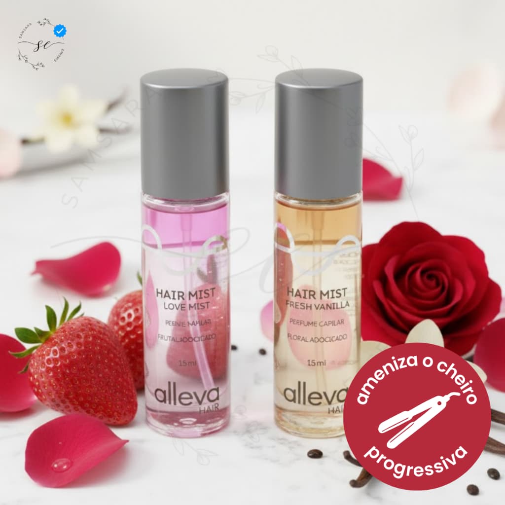 Kit 02 Perfume de Cabelo para Todos os Tipos de Cabelos Ameniza Odores Cheiro Chapinha e Progressiva