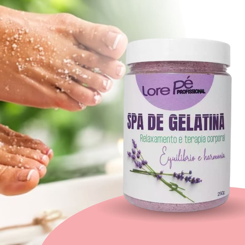 Spa de Gelatina Lore Pé 250g Morango - Escalda Pés Relaxante Alívio Estresse Terapia Corporal