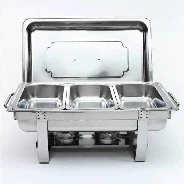 Rechaud Retangular Aço Inox  Banho Maria e Fogareiro Buffet