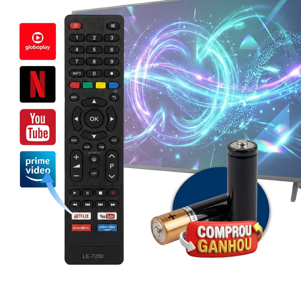 Controle Remoto Compatível com Smart Tv Philco 4k Netflix Youtube Globoplay Prime Vídeo